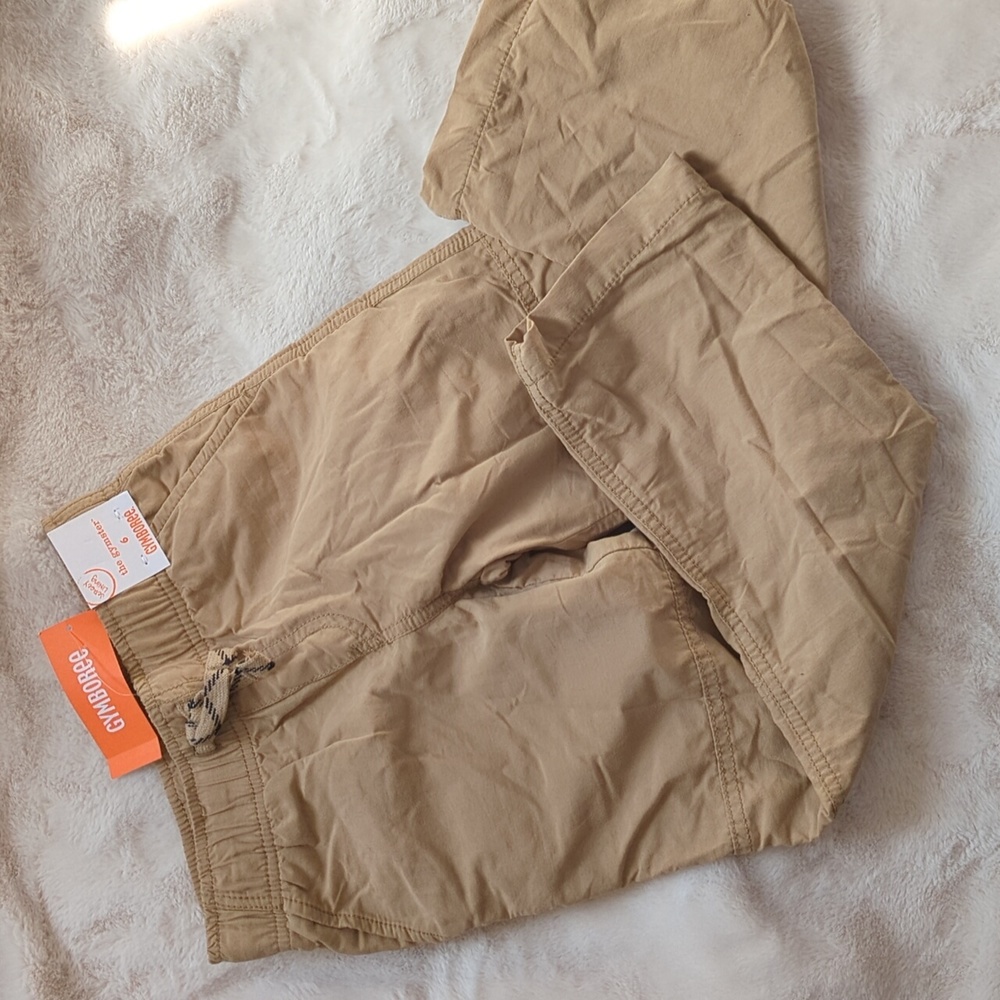 BNWT Gymboree "the gymster" jersey-lined beige cotton pants